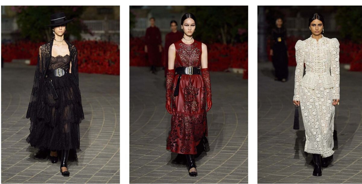 Tres diseños de la colección Crucero de Dior 2023 presentada en Sevilla
