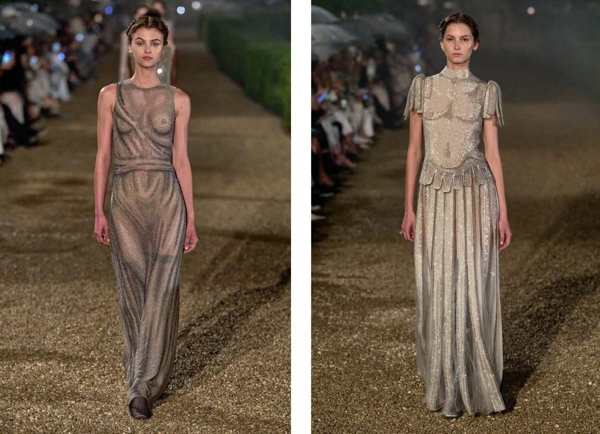 Dos looks de la colección Resort 2026 de Dior en Roma
